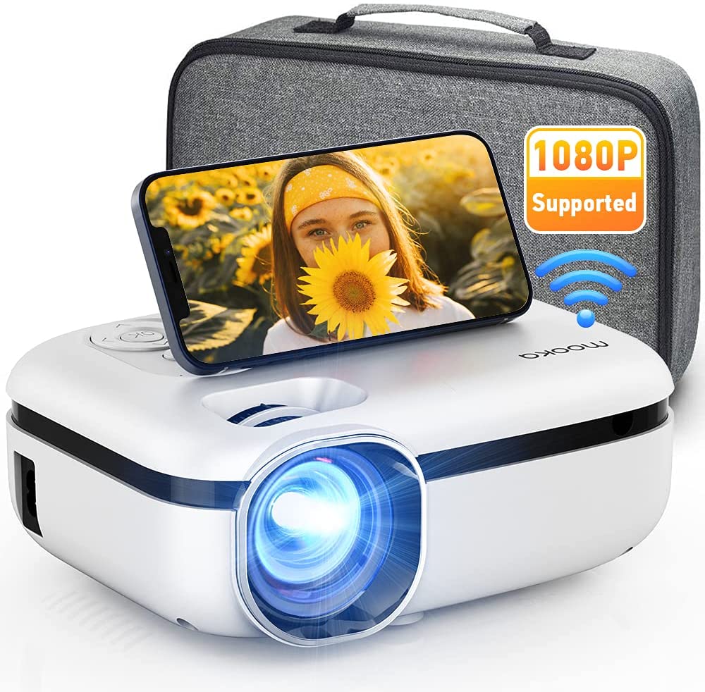 MOOKA RD 823 WiFi Projector, 7500L HD Outdoor Mini Projector, 1080P