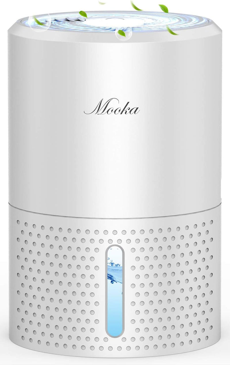 MOOKA Mini Dehumidifier, 2000 Cubic Feet (190 Sq ft), 32oz (900ml) Capacity, Compact and Portable Small Dehumidifier with Auto Shut Off, Quiet Dehumidifier for Basement, Bedroom, Closet, Bathroom, RV