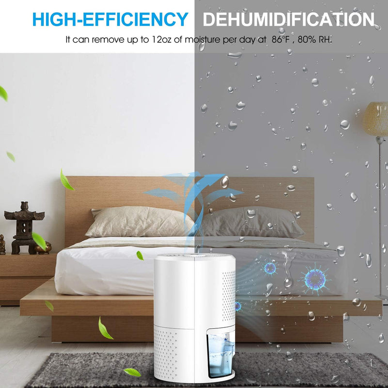 MOOKA Mini Dehumidifier, 2000 Cubic Feet (190 Sq ft), 32oz (900ml) Capacity, Compact and Portable Small Dehumidifier with Auto Shut Off, Quiet Dehumidifier for Basement, Bedroom, Closet, Bathroom, RV