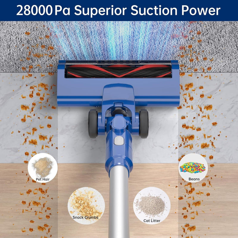 PEKITEN Cordless Vacuum Cleaner, Strong Suction, 40 mins Runtime, 6-in-1 Vacuum Cleaner with Detachable 2200mAh Rechargeable Battery, Lightweight Stick Vacuum for Hardwood Floor Carpet Pet Hair