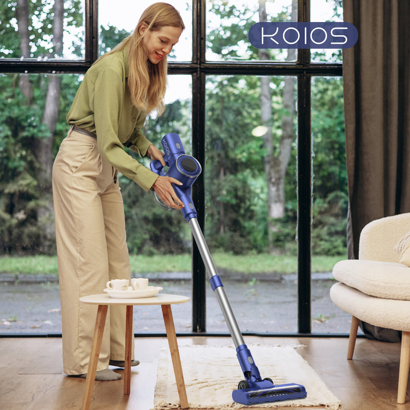 KOIOS Cordless Vacuum Cleaner for Home with 2200mAh Powerful Lithium Batteries, 5 Stages High Efficiency Filtration, Up to 30 Mins Runtime Cleaner Hardwood Floor