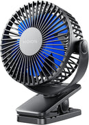 KOIOS Portable Clip on Fan Battery Operated, Small Powerful USB Desk Fan, 3 Speed Quiet Rechargeable Mini Table Fan, 360° Rotate Personal Cooling Fan for Home Office Stroller Camping