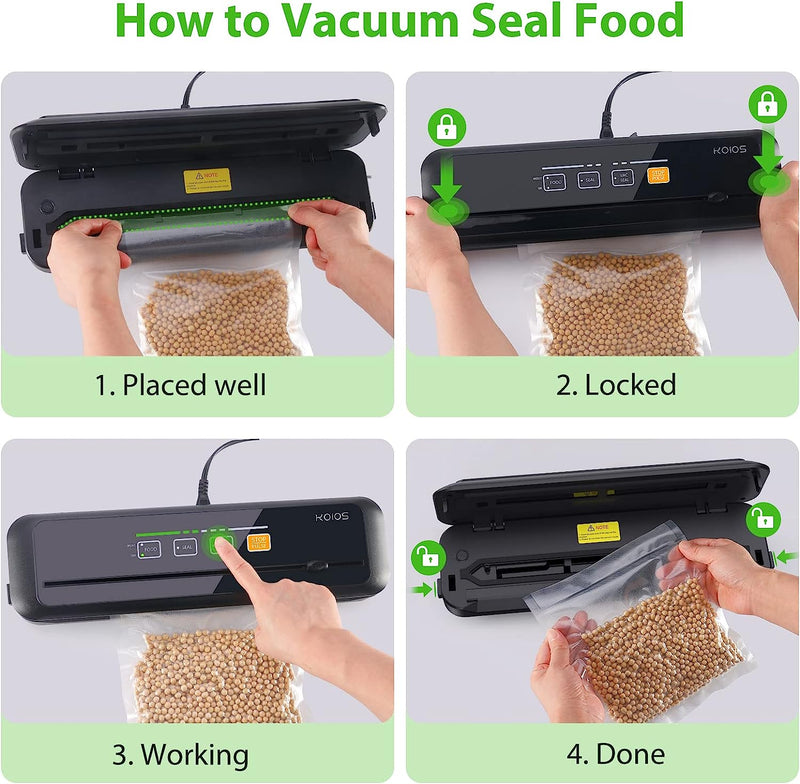 KOIOS VS6621 86 kpa Vacuum Sealer, Automatic Food Sealer with Cutter