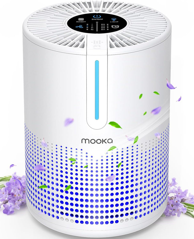 MOOKA M01 HEPA H13 Air Purifier with USB Cable for Smokers Pollen Pets Dust Odors in Office Car 300 Sq.Ft