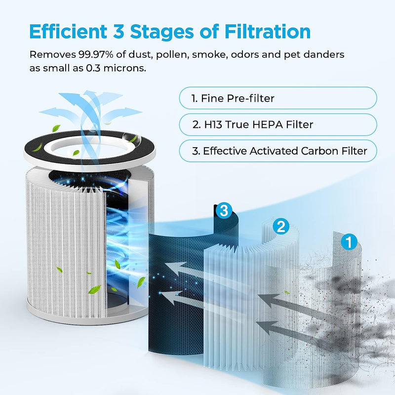 MOOKA H13 True HEPA Filter, Official Certified Replacement Filter for B-D02L Air Purifier