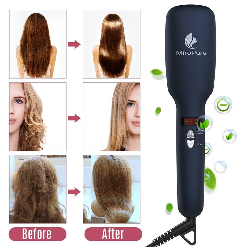 Upgraded Ceramic Ionic Hair Straightener Brush for All Hair Types with 60s Heat Up - ValueLink Shop