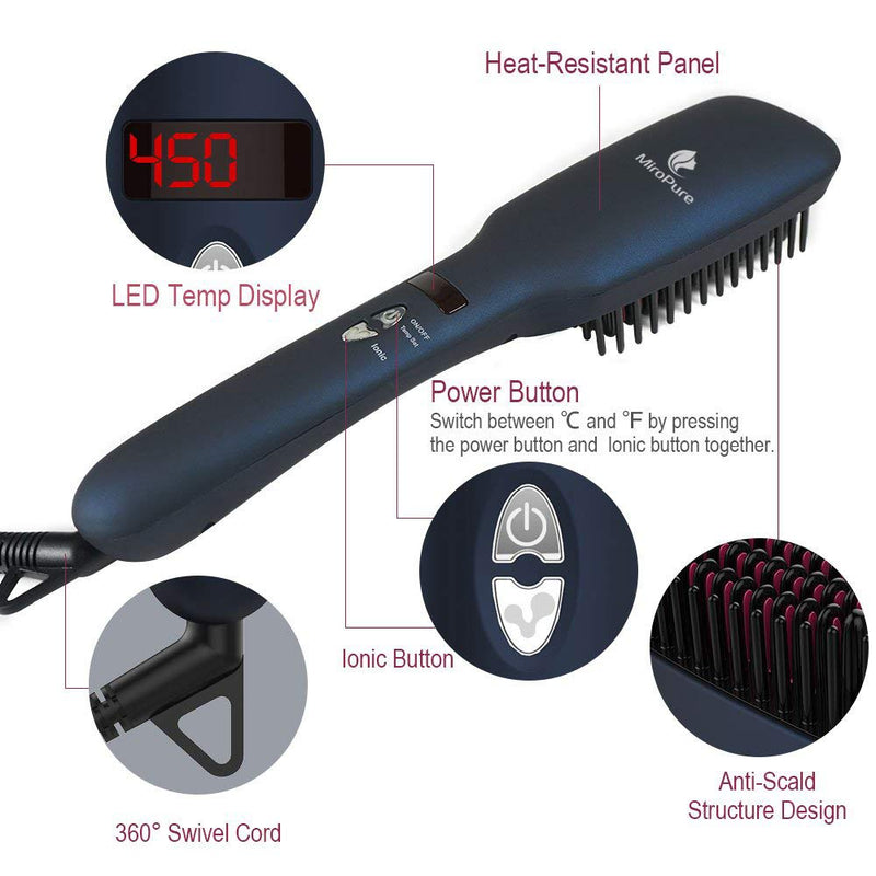 Upgraded Ceramic Ionic Hair Straightener Brush for All Hair Types with 60s Heat Up - ValueLink Shop