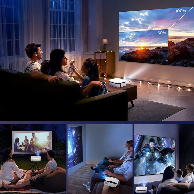 MOOKA RD 823 WiFi Projector, 7500L HD Outdoor Mini Projector, 1080P & 200" Screen Supported