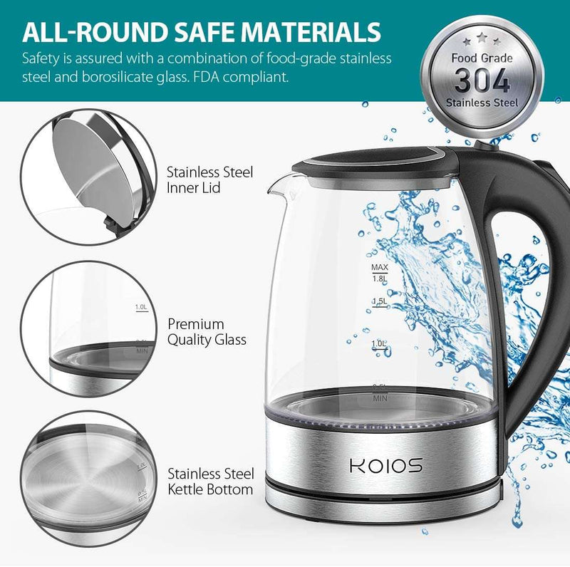 KOIOS all round safe materials Electric Kettle with 304 Stainless Steel 