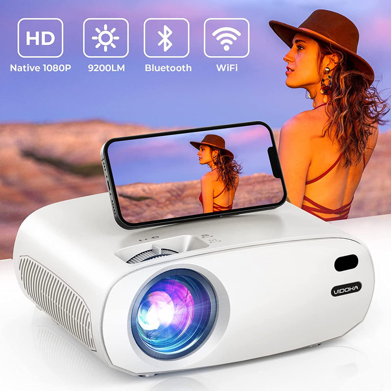 VIDOKA Native 1080P WiFi Bluetooth Movie Projector