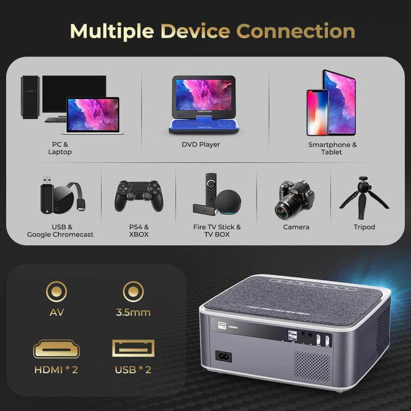 DBPOWER RD828 Native 1080P WiFi Projector - DBPOWER