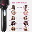 Hair Straightener Brush, MiroPure Ionic Anti-Scald Straightening Brush with Fast MCH Ceramic Heating, Adjustable Temperatures, Auto-Off & Dual Voltage, Portable Straightening Comb - Miropure