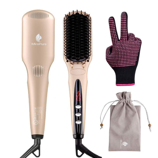 MiroPure Ionic Hair Straightener Brush for Silky Frizz-free Hair with MCH Heating Technology - Miropure