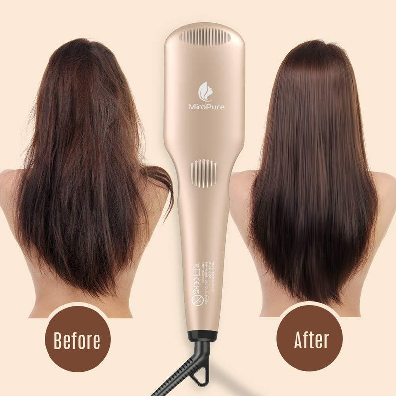 MiroPure Ionic Hair Straightener Brush for Silky Frizz-free Hair with MCH Heating Technology - Miropure