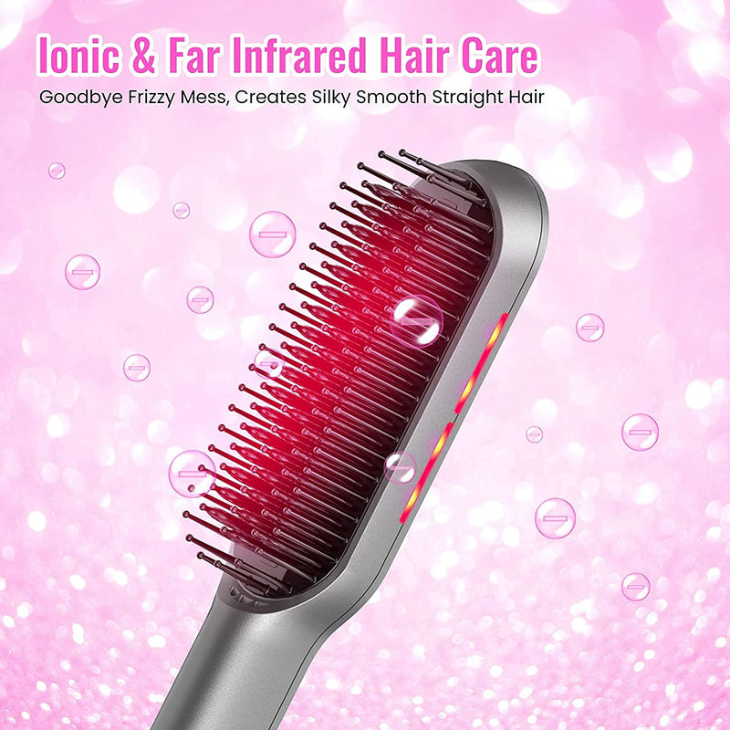 MiroPure U Type Ceramic Iron Hot Comb, LED Display with Far Infrared Anion Generator for Hair Smooth Silky - Miropure