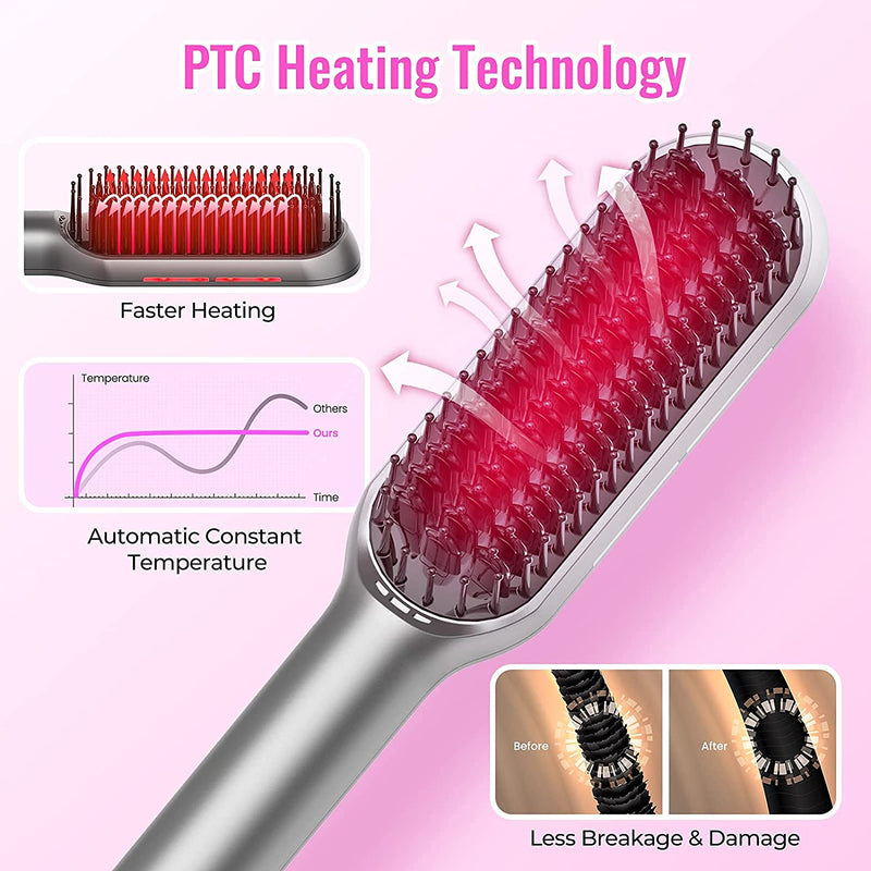 MiroPure U Type Ceramic Iron Hot Comb, LED Display with Far Infrared Anion Generator for Hair Smooth Silky - Miropure