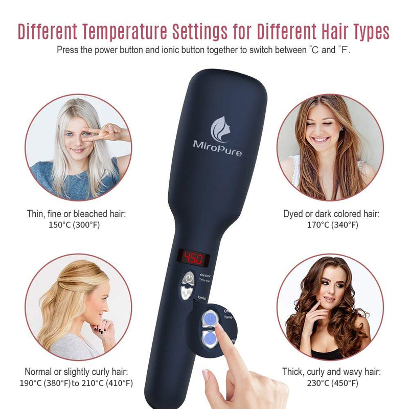 Upgraded Ceramic Ionic Hair Straightener Brush for All Hair Types with 60s Heat Up - Miropure